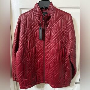 Katherine Kelly Genuine Lamb Leather Jacket In Brick Red Color (Size M).